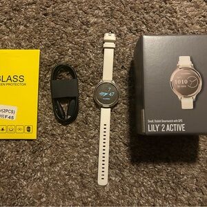 Garmin Lily 2 Active GPS Fitness Watch, Gold/Cream w Box & Free Screen Protector